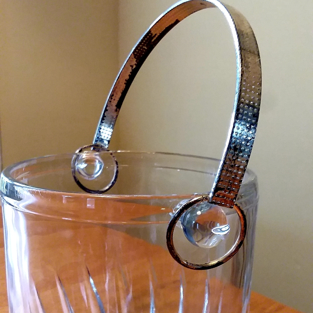 Vntg Ice Bucket Glass Handle Tongs - Picture 6 of 14